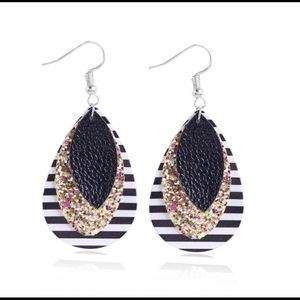 NEW Beautiful Leather Drop Earrings